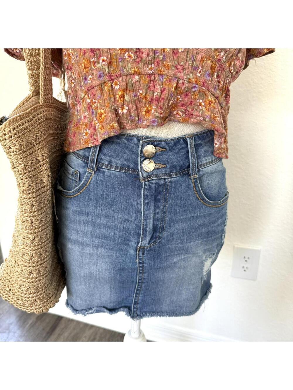 Denim mini skirt